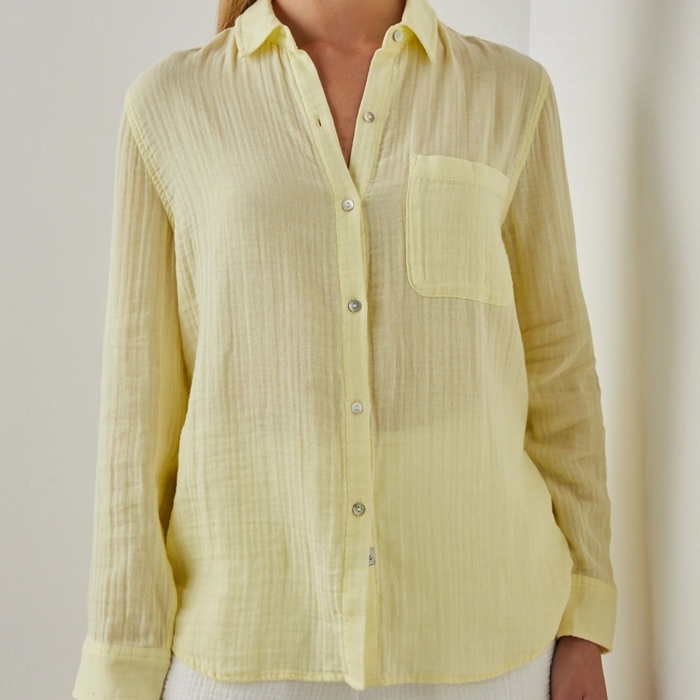 Philosophy Light Yellow Textured ButtonUp Shirt
